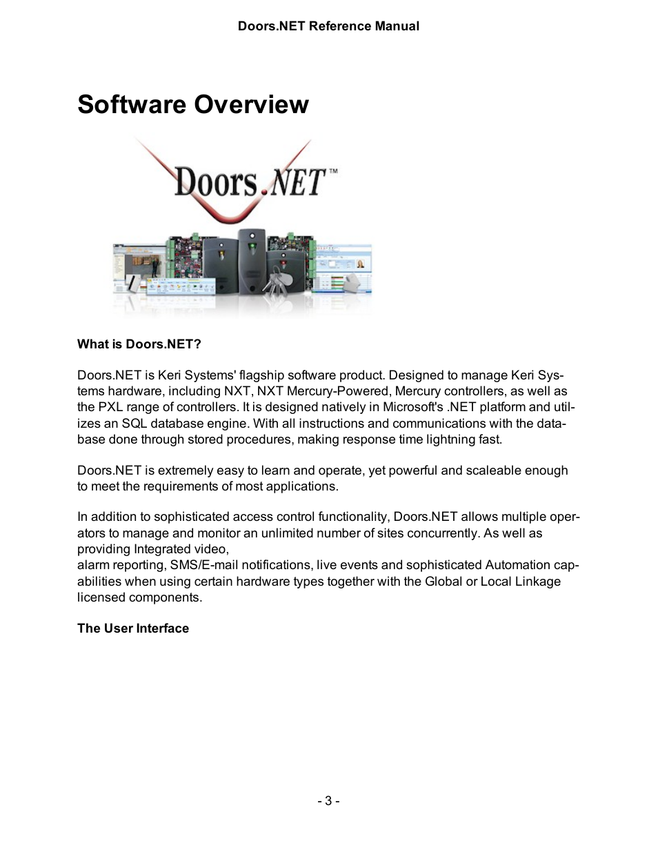 Software overview | Keri Systems Doors.NET Manual User Manual | Page 3 / 602