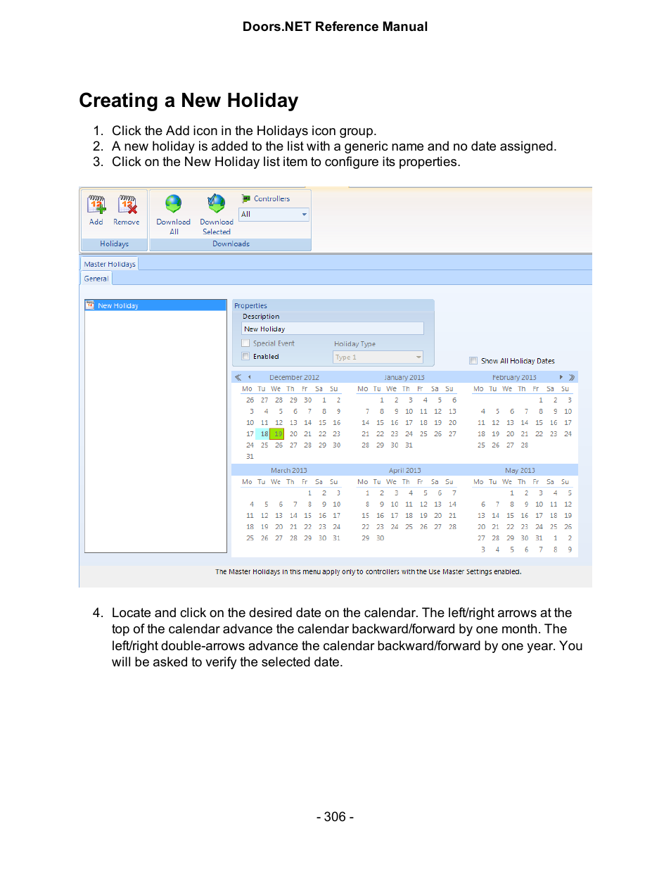 Creating a new holiday | Keri Systems Doors.NET Manual User Manual | Page 306 / 602