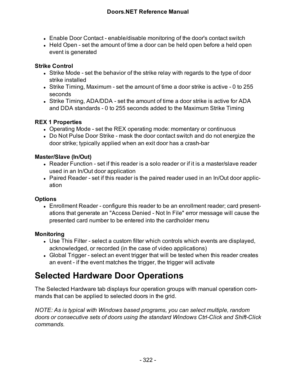 Selected hardware door operations | Keri Systems Doors.NET Manual User Manual | Page 322 / 602