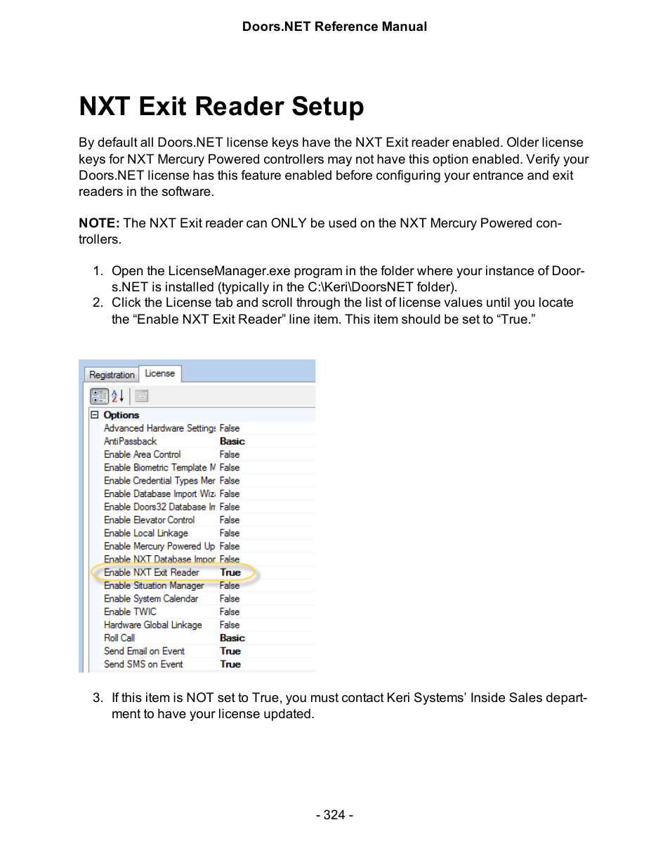 Nxt exit reader setup, Nxt exit readers, Setup nxt exit reader | Keri Systems Doors.NET Manual User Manual | Page 324 / 602