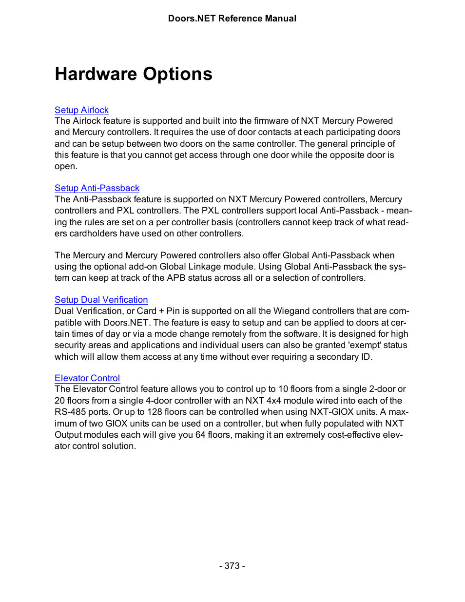 Hardware options | Keri Systems Doors.NET Manual User Manual | Page 373 / 602