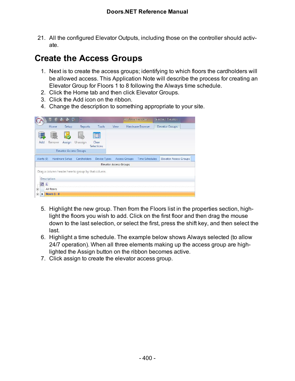 Create the access groups | Keri Systems Doors.NET Manual User Manual | Page 400 / 602