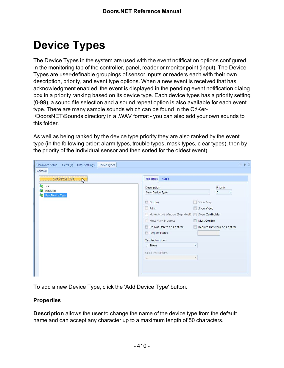 Device types | Keri Systems Doors.NET Manual User Manual | Page 410 / 602