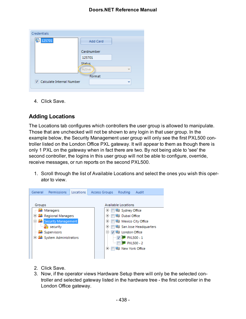 Adding locations | Keri Systems Doors.NET Manual User Manual | Page 438 / 602