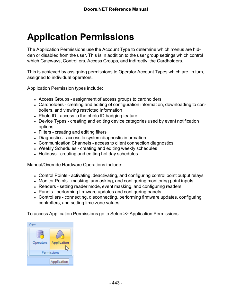Application permissions | Keri Systems Doors.NET Manual User Manual | Page 443 / 602