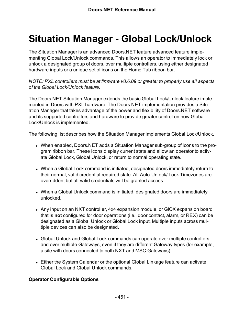 Situation manager - global lock/unlock, Situation manager, Global lock/unlock | Situ, Ation manager | Keri Systems Doors.NET Manual User Manual | Page 451 / 602