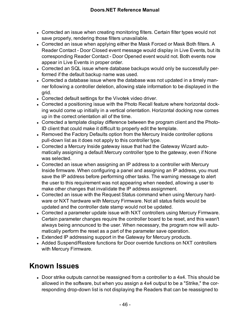 Known issues | Keri Systems Doors.NET Manual User Manual | Page 46 / 602