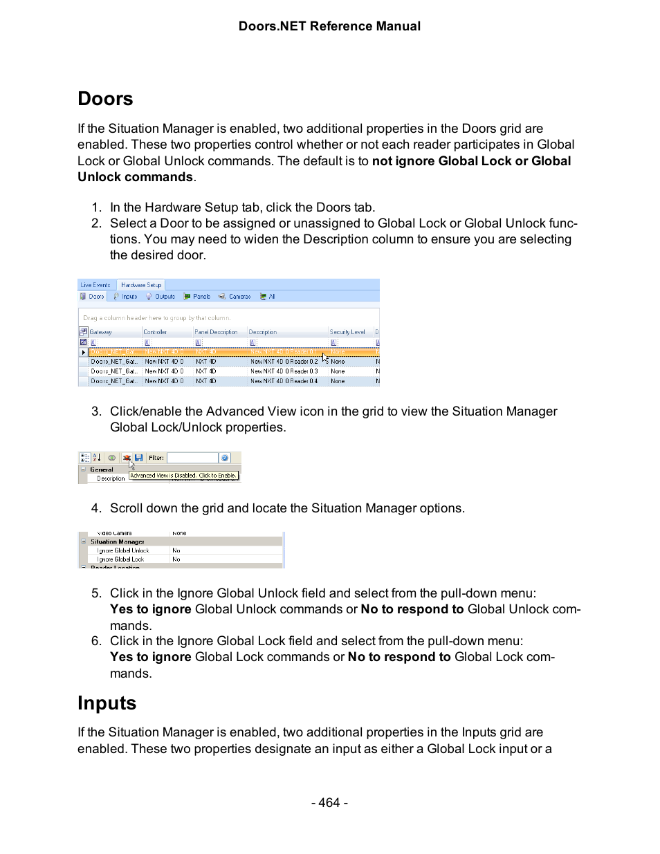 Doors, Inputs | Keri Systems Doors.NET Manual User Manual | Page 464 / 602