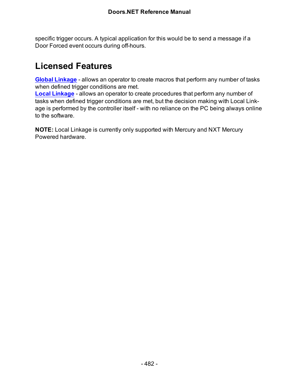 Licensed features | Keri Systems Doors.NET Manual User Manual | Page 482 / 602