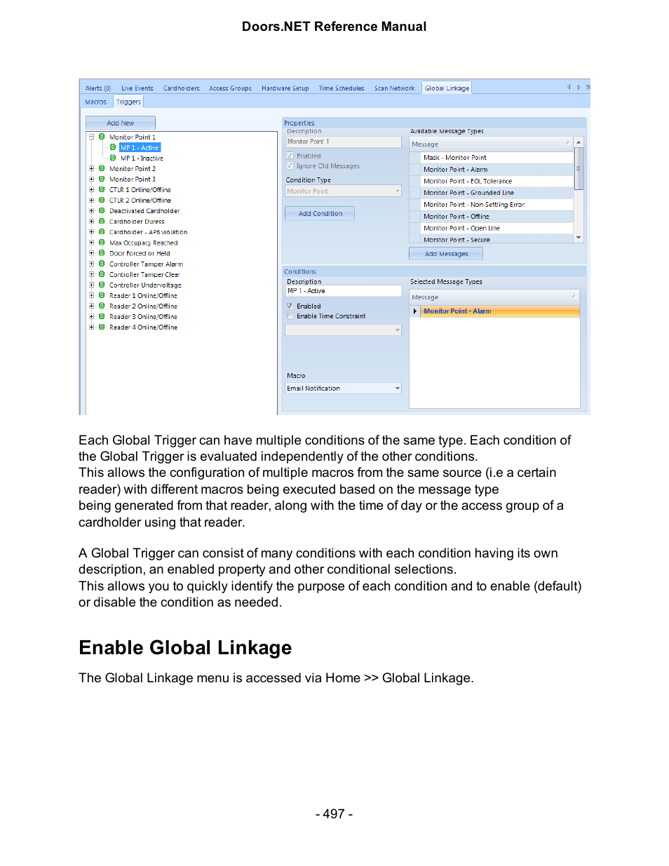 Enable global linkage | Keri Systems Doors.NET Manual User Manual | Page 497 / 602