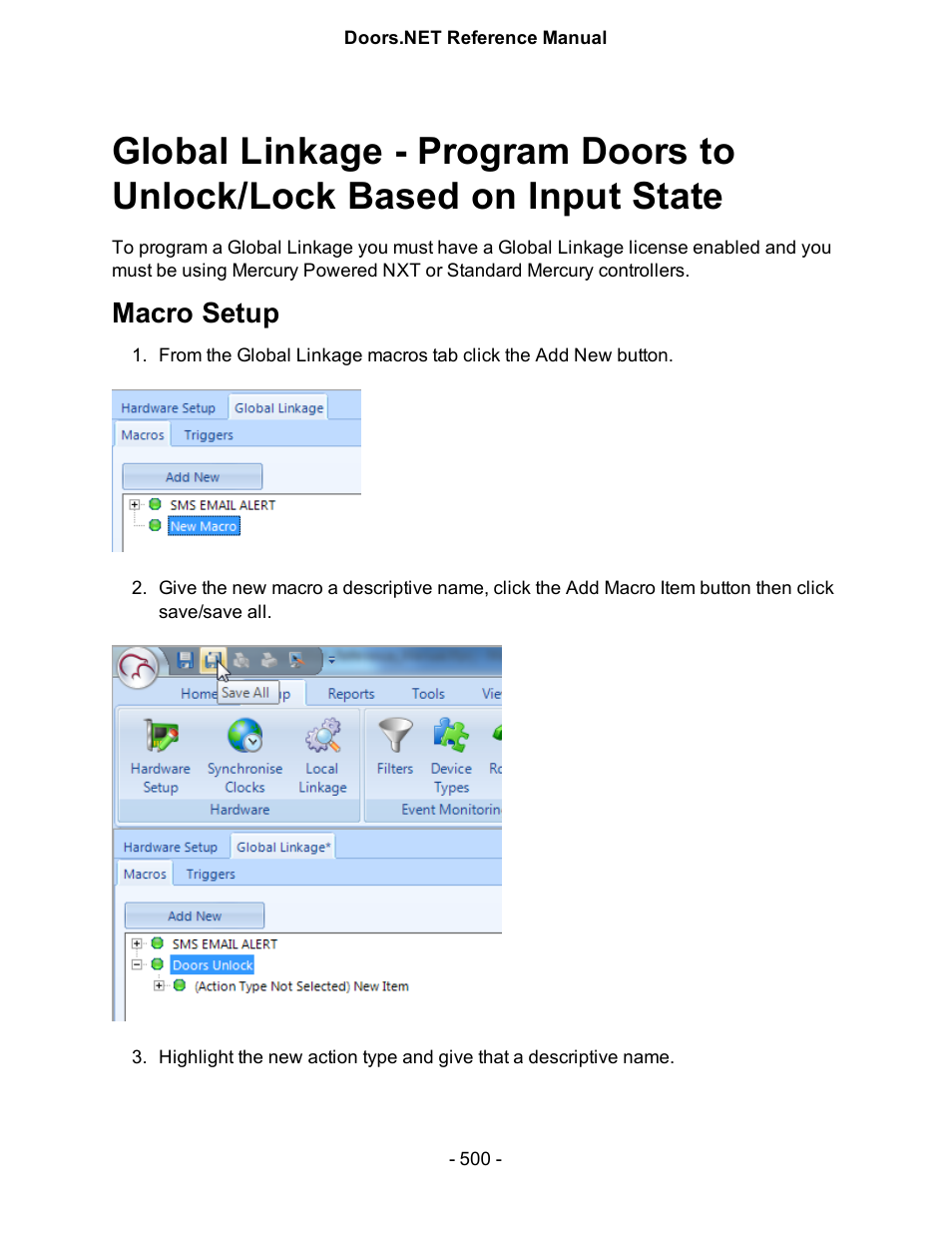 Macro setup | Keri Systems Doors.NET Manual User Manual | Page 500 / 602