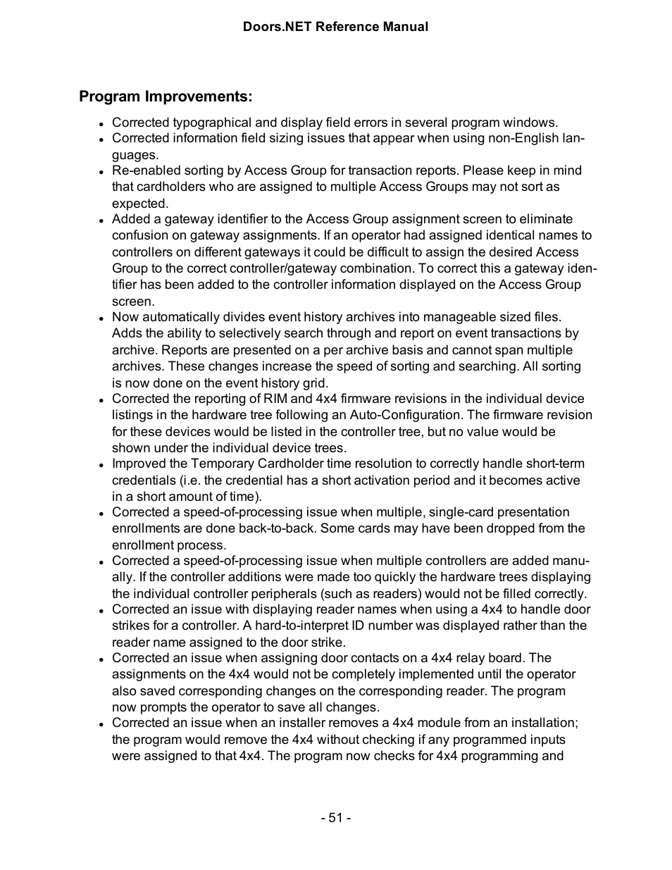 Program improvements | Keri Systems Doors.NET Manual User Manual | Page 51 / 602