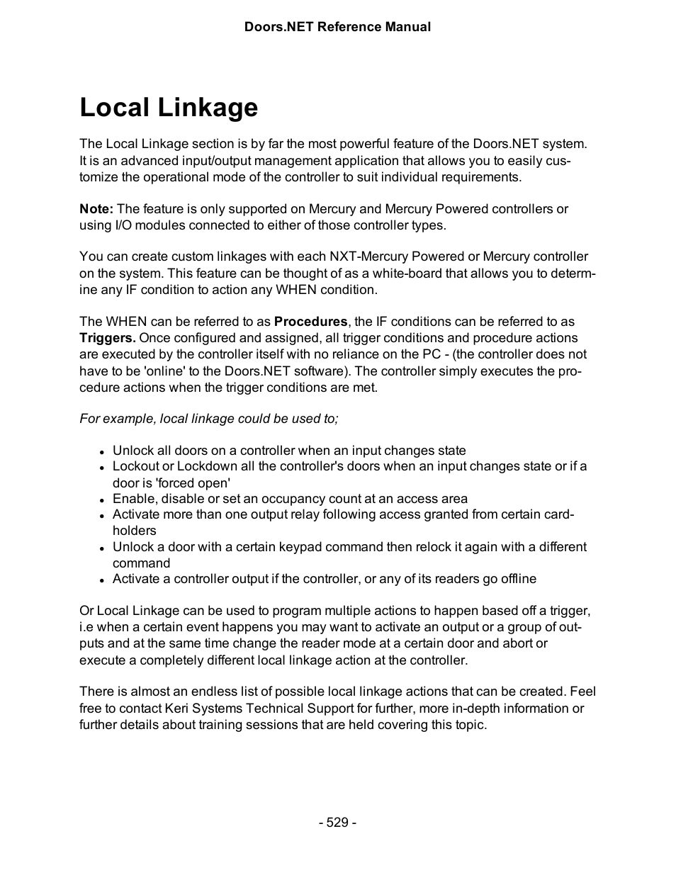 Local linkage | Keri Systems Doors.NET Manual User Manual | Page 529 / 602