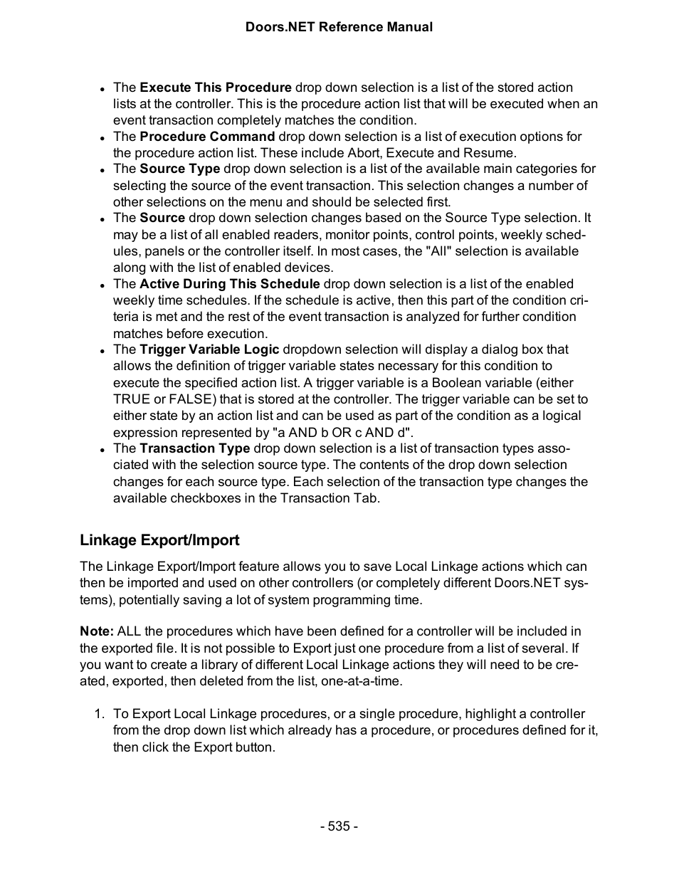Linkage export/import | Keri Systems Doors.NET Manual User Manual | Page 535 / 602