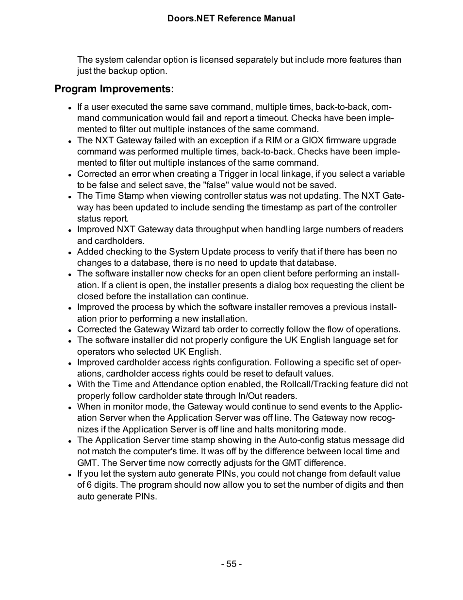 Program improvements | Keri Systems Doors.NET Manual User Manual | Page 55 / 602