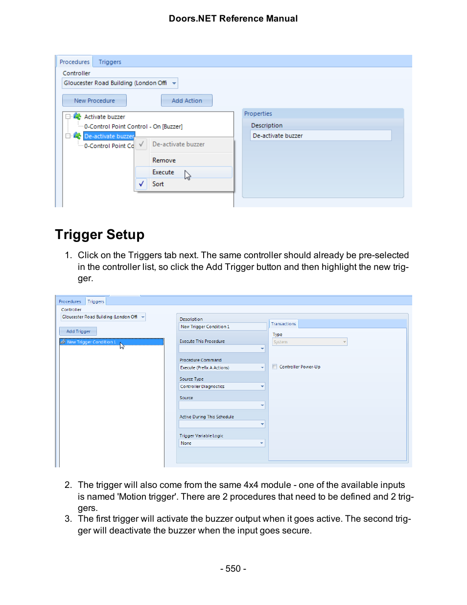 Trigger setup | Keri Systems Doors.NET Manual User Manual | Page 550 / 602