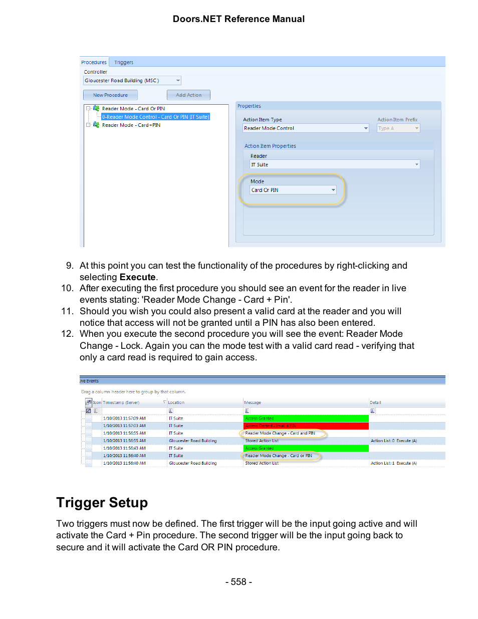 Trigger setup | Keri Systems Doors.NET Manual User Manual | Page 558 / 602