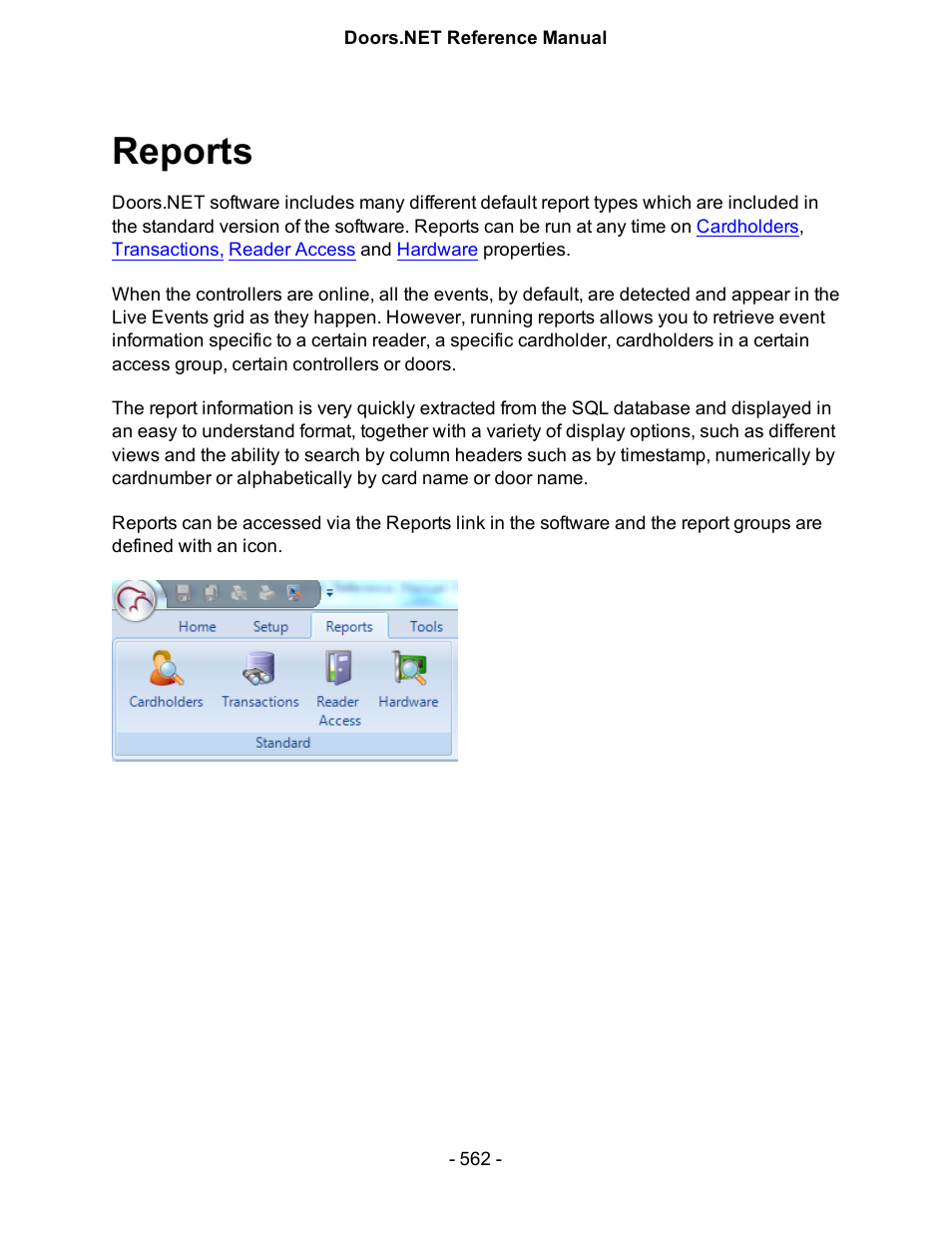 Reports | Keri Systems Doors.NET Manual User Manual | Page 562 / 602