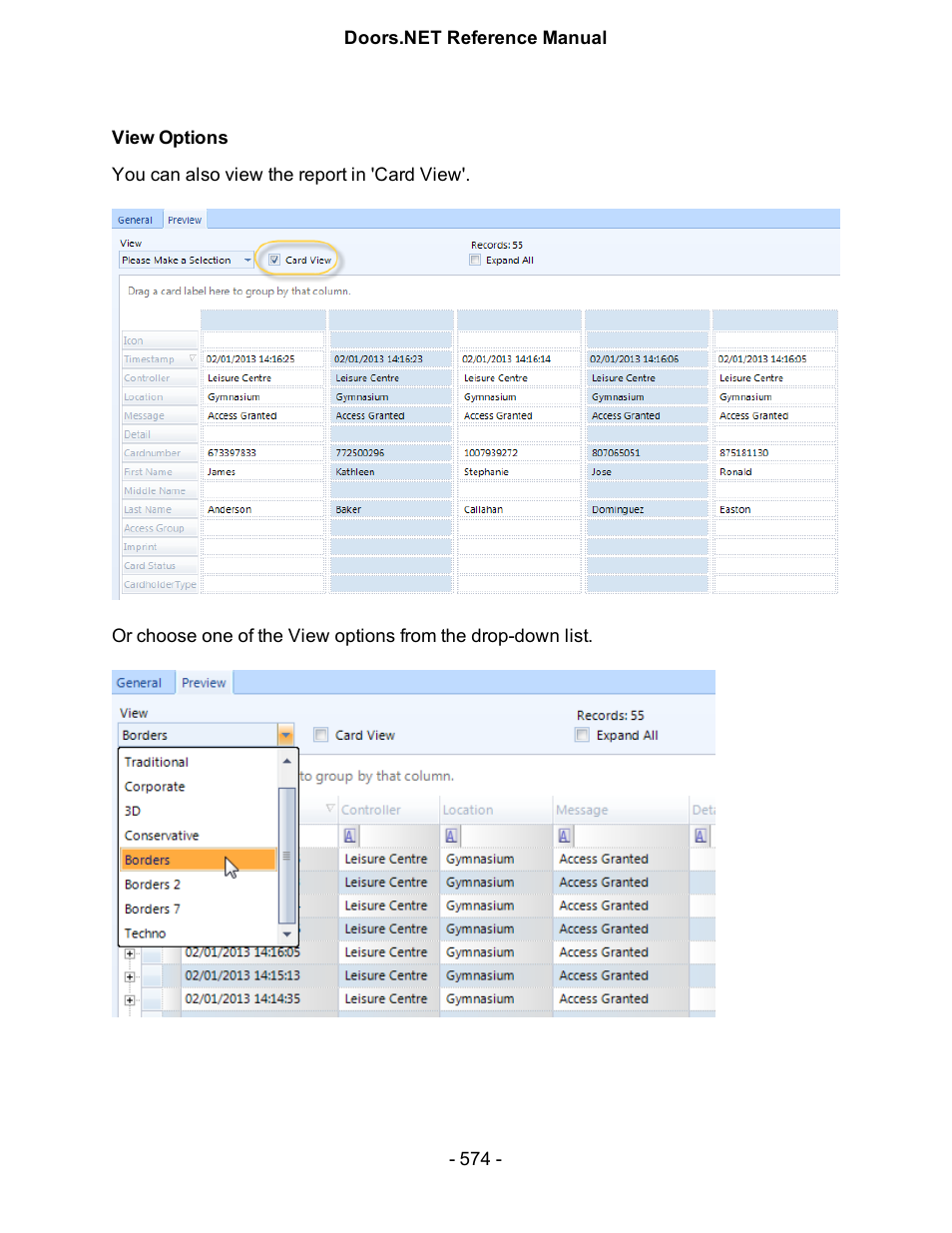 View options | Keri Systems Doors.NET Manual User Manual | Page 574 / 602