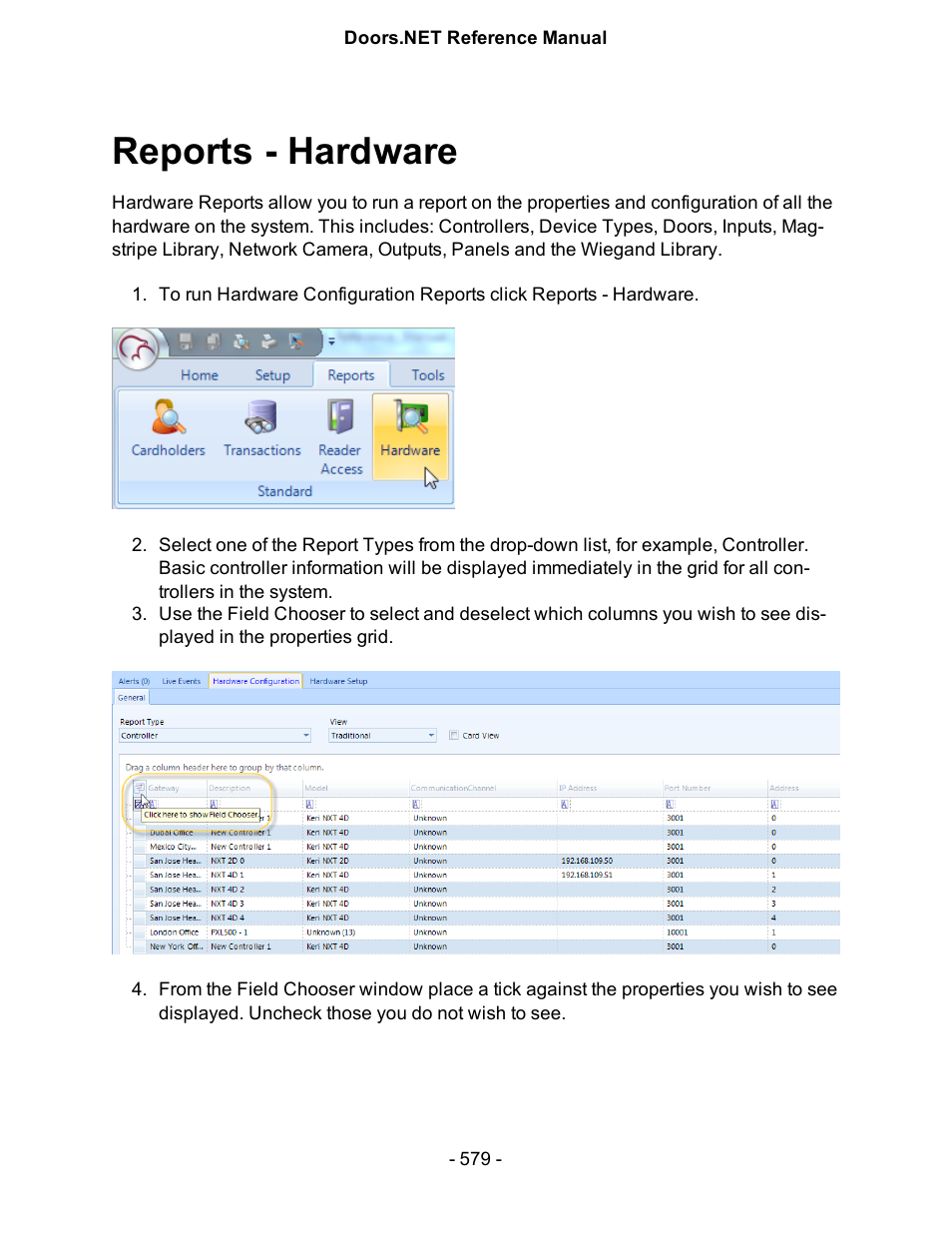 Reports - hardware, Hardware | Keri Systems Doors.NET Manual User Manual | Page 579 / 602