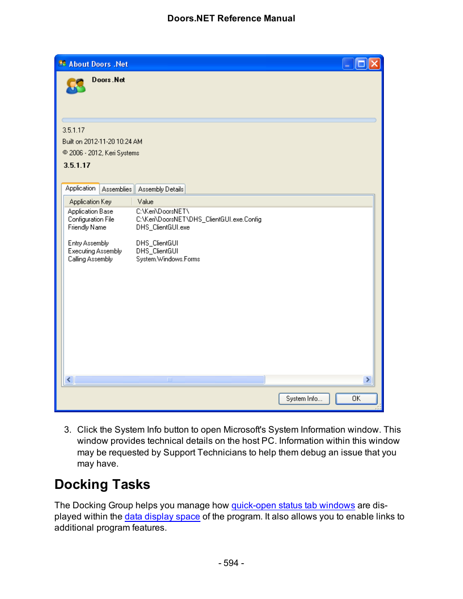 Docking tasks, Docking, Tasks | Group | Keri Systems Doors.NET Manual User Manual | Page 594 / 602