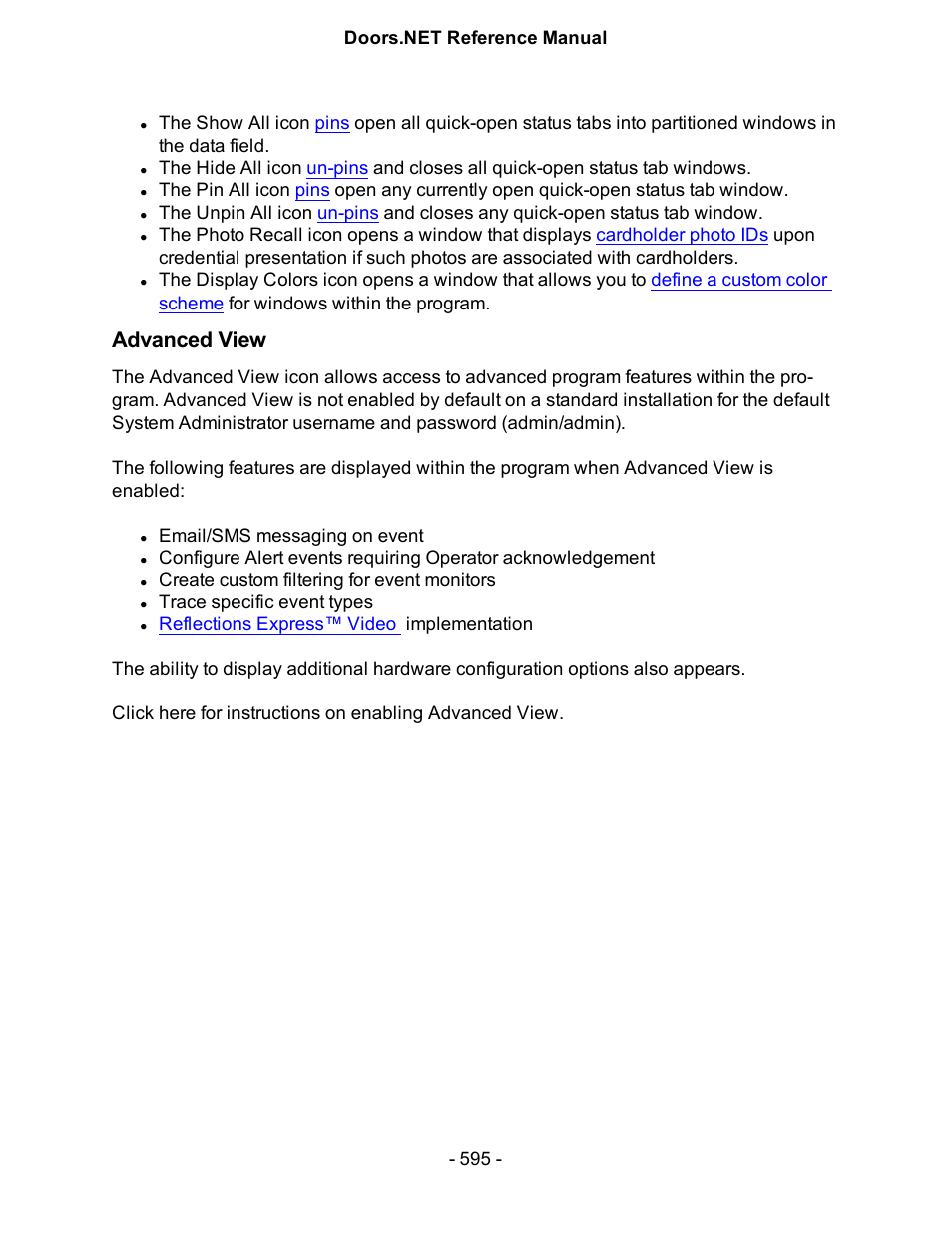 Advanced view, Advanced | Keri Systems Doors.NET Manual User Manual | Page 595 / 602