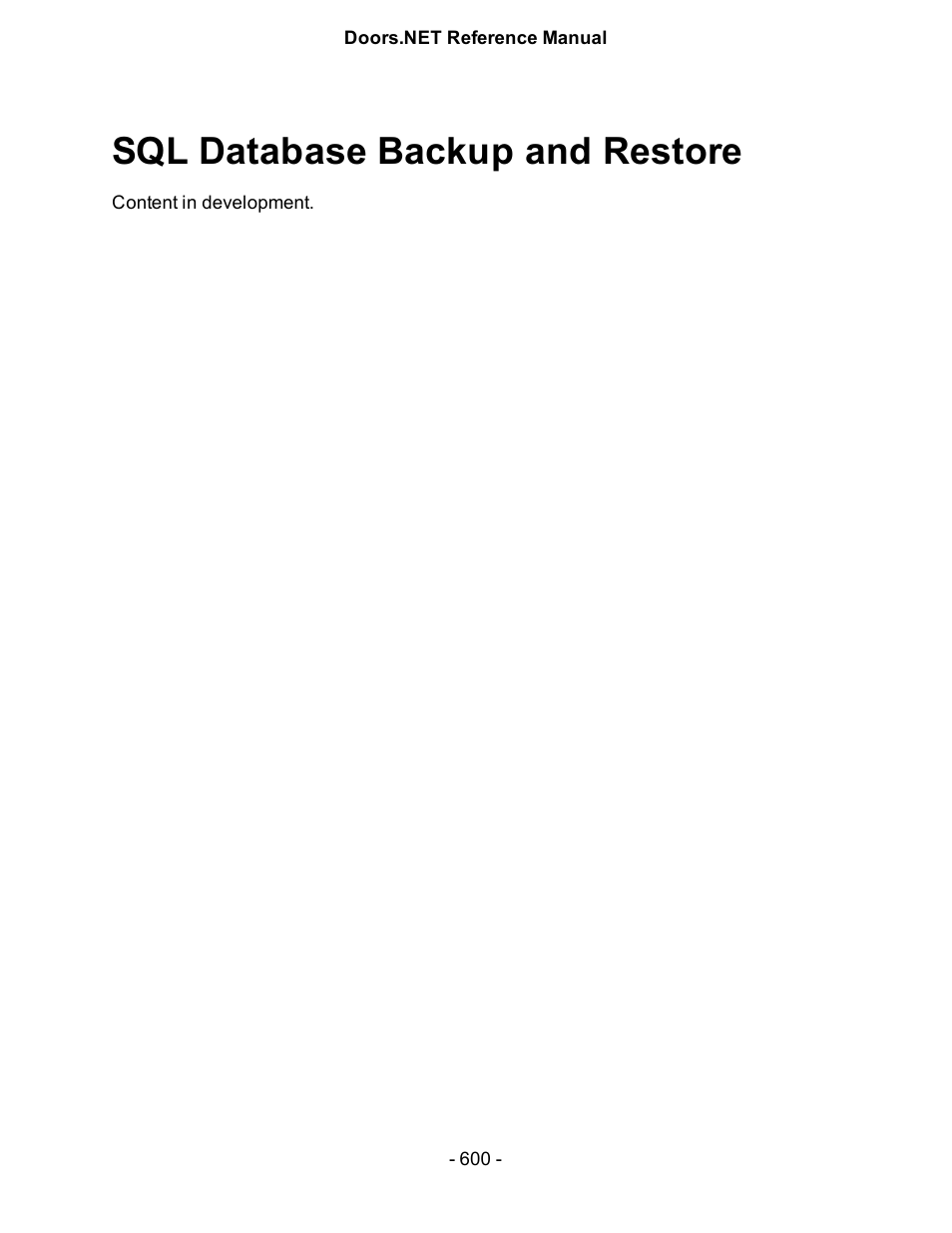 Sql database backup and restore | Keri Systems Doors.NET Manual User Manual | Page 600 / 602