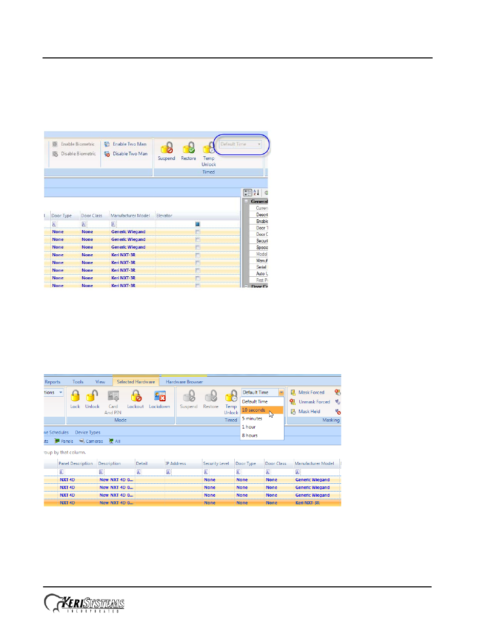 0 temp door unlock | Keri Systems Doors.NET with Multiple Hardware Platforms User Manual | Page 6 / 8