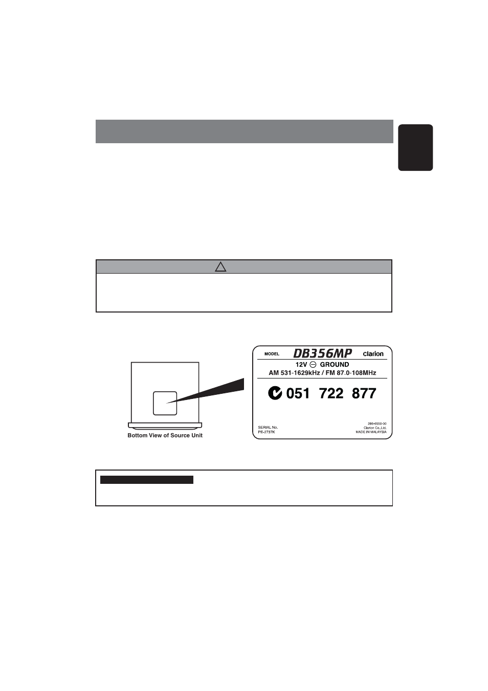Precautions, 5english, Caution | Clarion DB356MP User Manual | Page 3 / 17