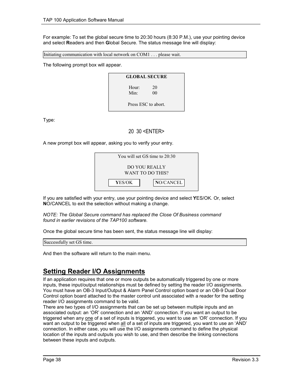 Setting reader i/o assignments | Keri Systems TAP100 User Manual | Page 38 / 84