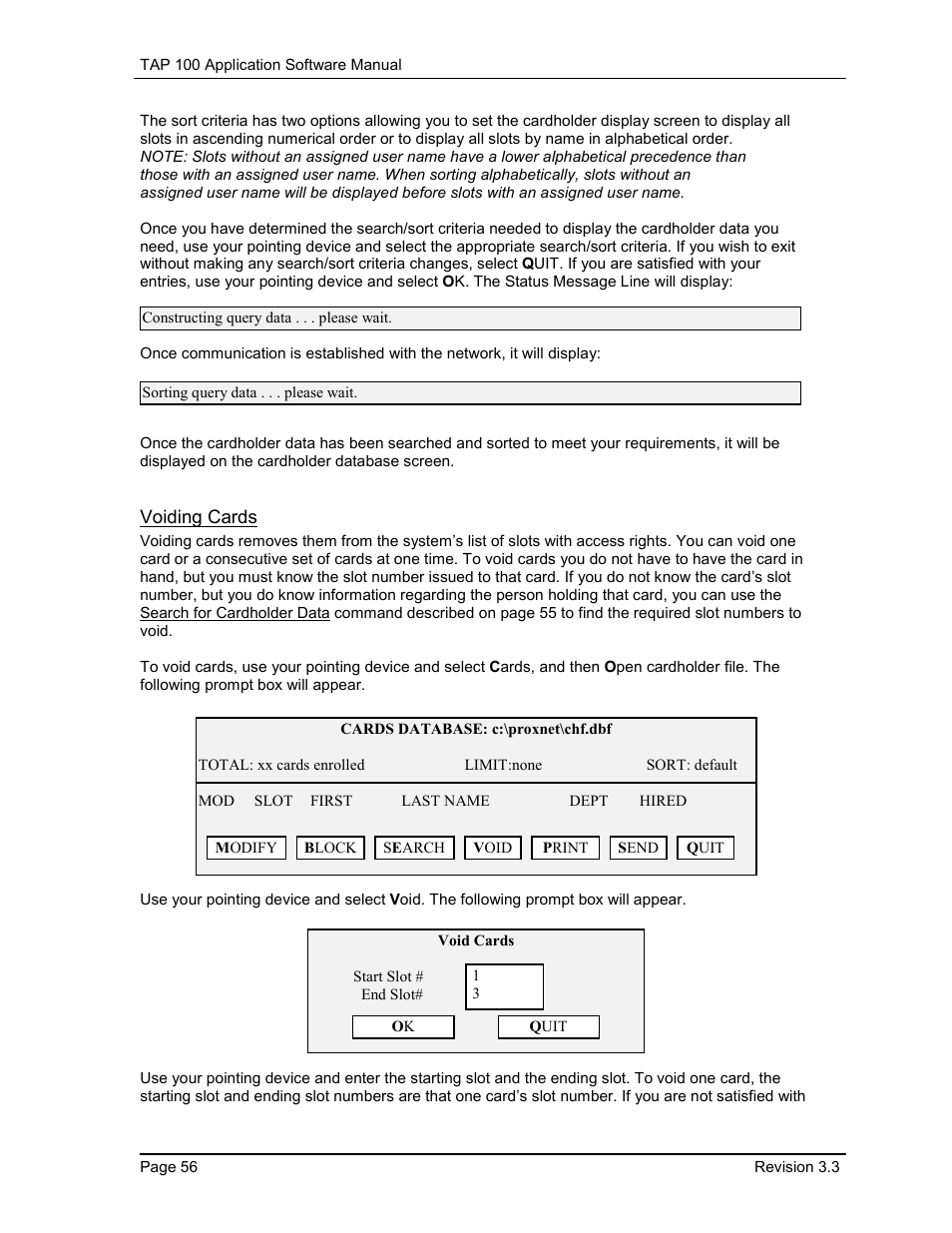 Voiding cards | Keri Systems TAP100 User Manual | Page 56 / 84