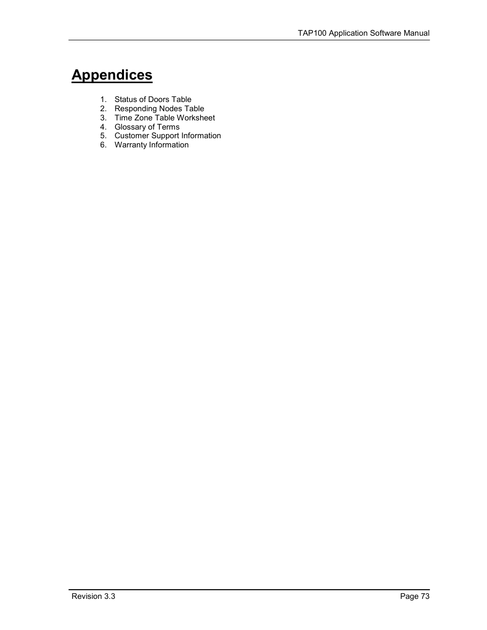 Appendices | Keri Systems TAP100 User Manual | Page 73 / 84