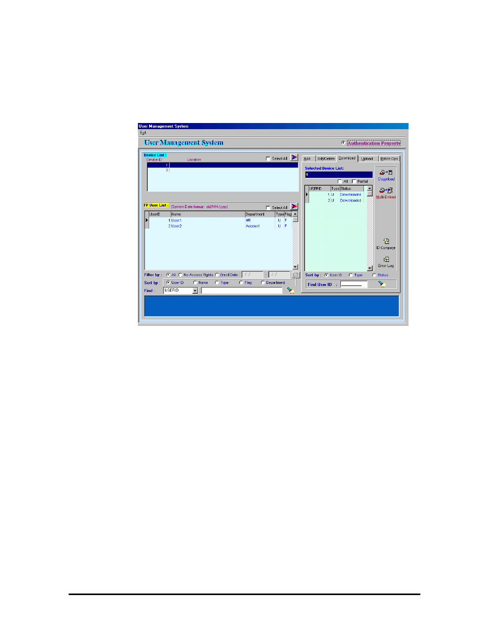 Device users’ access right cross check, User records cross check, Error log report | Keri Systems BioPointe User Manual | Page 52 / 86