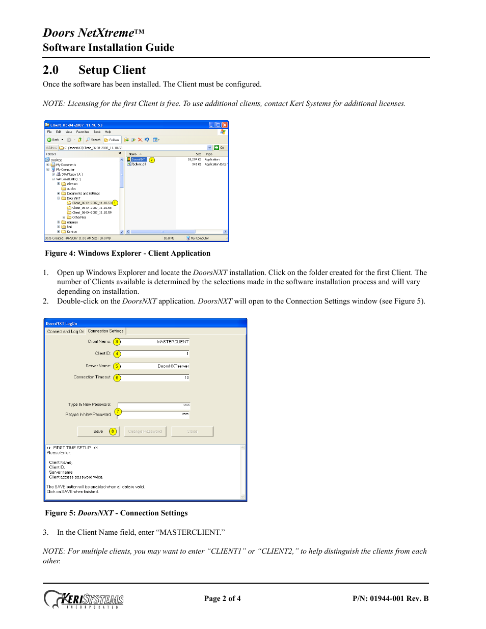 0 setup client, Doors netxtreme, Software installation guide | Keri Systems Doors NetXtreme User Manual | Page 2 / 4