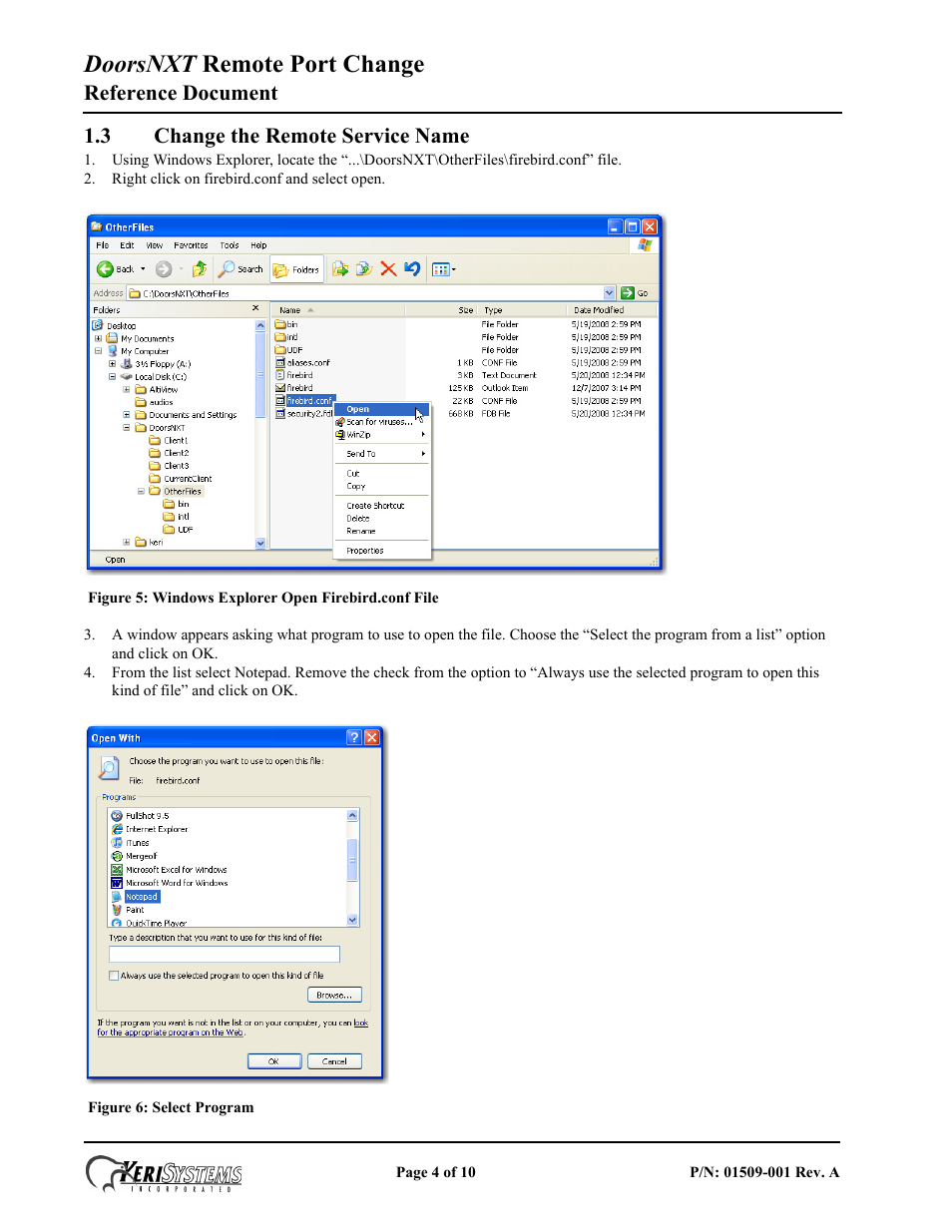 3 change the remote service name, Doorsnxt remote port change, Reference document | Keri Systems DoorsNXT Remote Port Change User Manual | Page 4 / 10