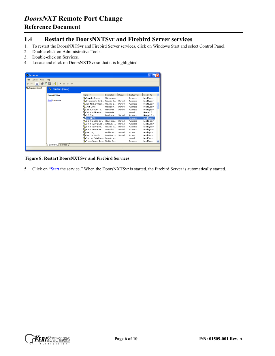 Doorsnxt remote port change, Reference document | Keri Systems DoorsNXT Remote Port Change User Manual | Page 6 / 10