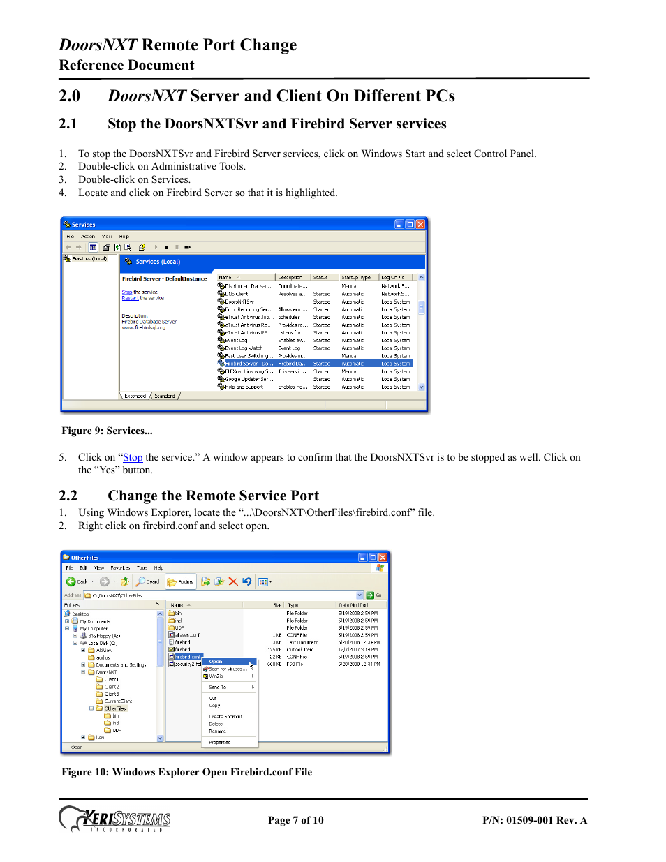 0 doorsnxt server and client on different pcs, 2 change the remote service port, Doorsnxt remote port change | Keri Systems DoorsNXT Remote Port Change User Manual | Page 7 / 10