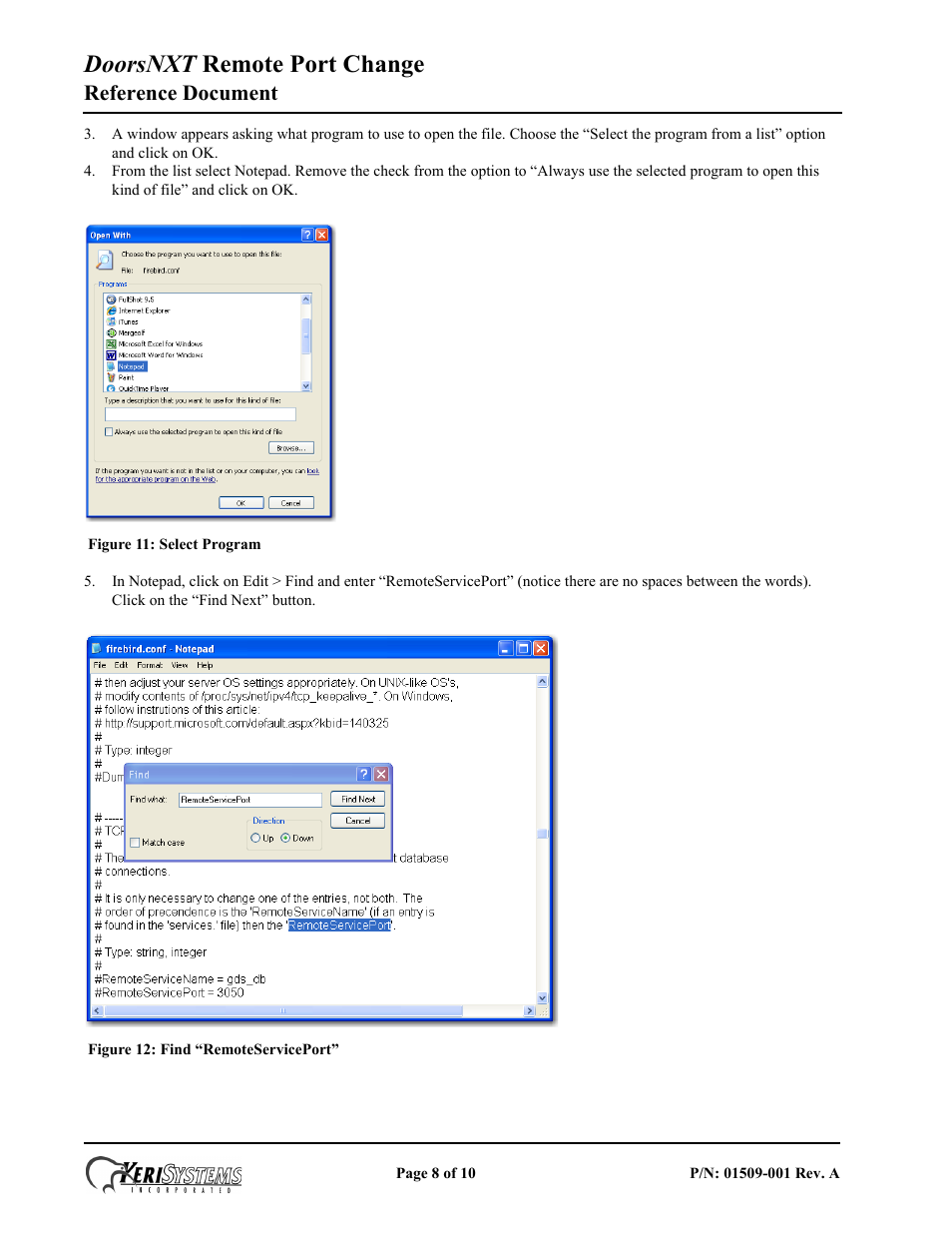 Doorsnxt remote port change, Reference document | Keri Systems DoorsNXT Remote Port Change User Manual | Page 8 / 10