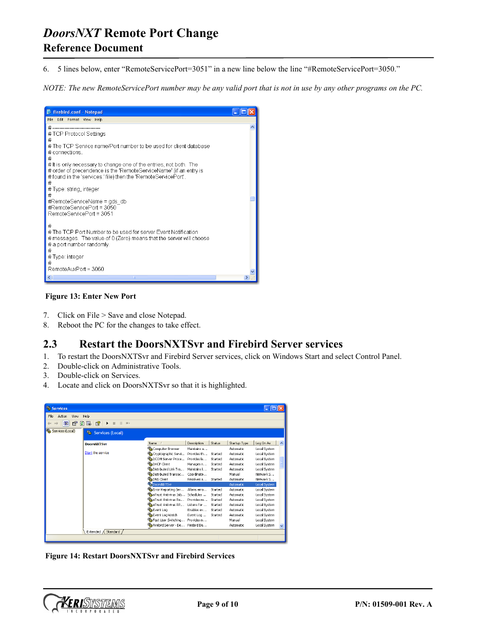 Doorsnxt remote port change, Reference document | Keri Systems DoorsNXT Remote Port Change User Manual | Page 9 / 10