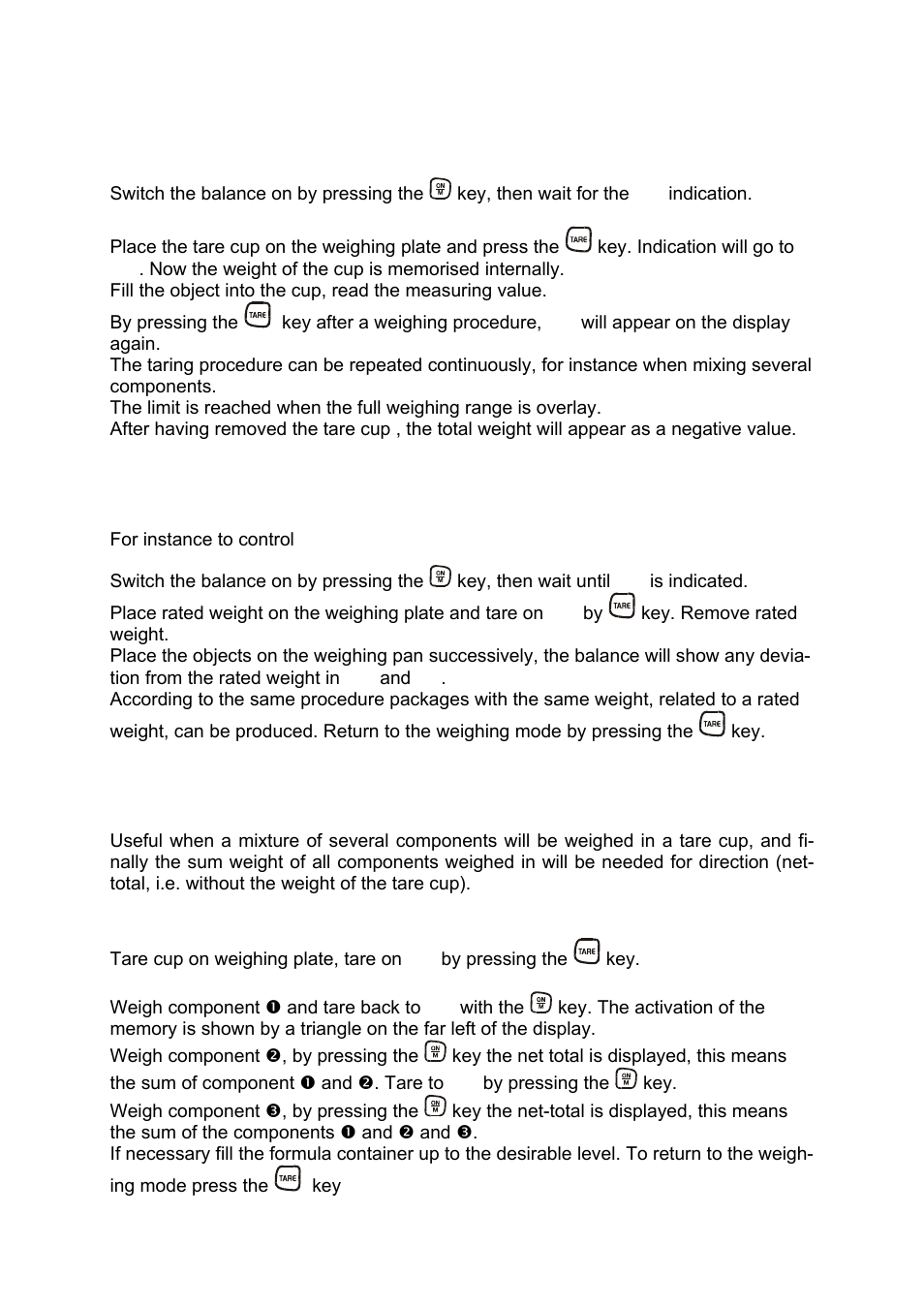 2 taring, 3 plus/minus weighings, 4 net-total weighings | KERN & SOHN CM 50-C2N User Manual | Page 10 / 14