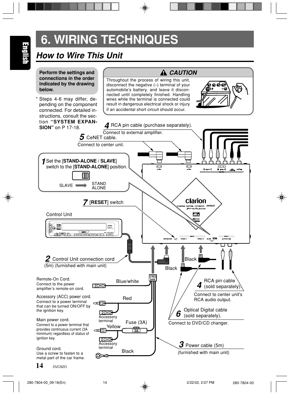 Wiring techniques, How to wire this unit, Caution | Clarion DVC920 User Manual | Page 10 / 68