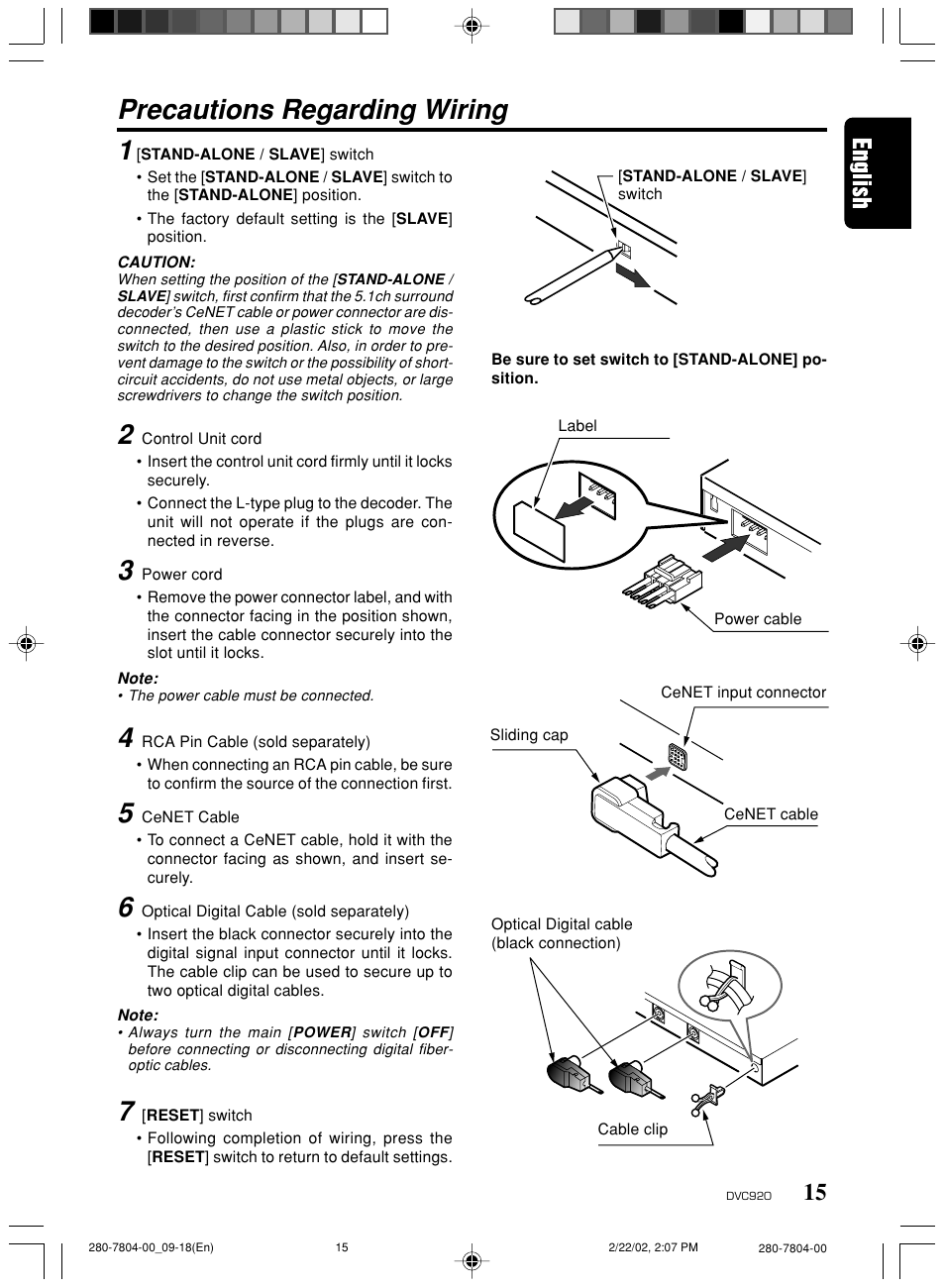 Precautions regarding wiring 1 | Clarion DVC920 User Manual | Page 11 / 68