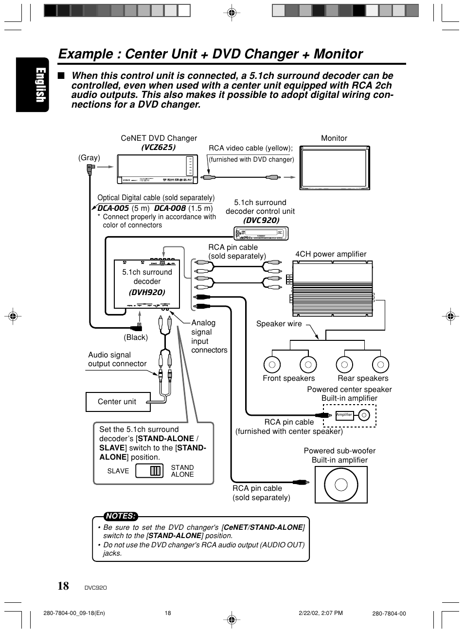 Example : center unit + dvd changer + monitor | Clarion DVC920 User Manual | Page 14 / 68