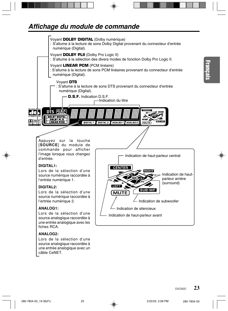 Affichage du module de commande | Clarion DVC920 User Manual | Page 19 / 68