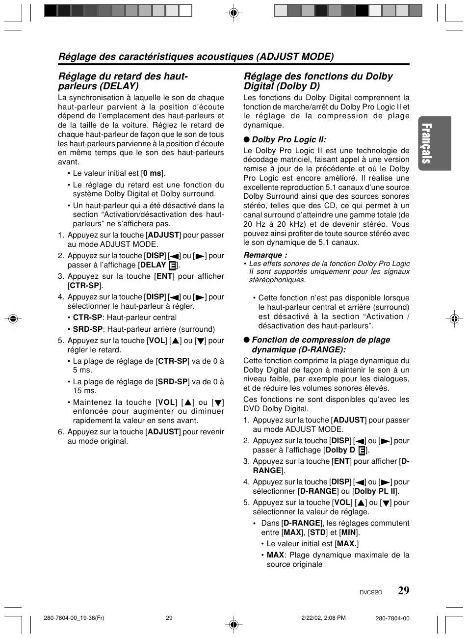 Réglage du retard des haut- parleurs (delay) | Clarion DVC920 User Manual | Page 25 / 68