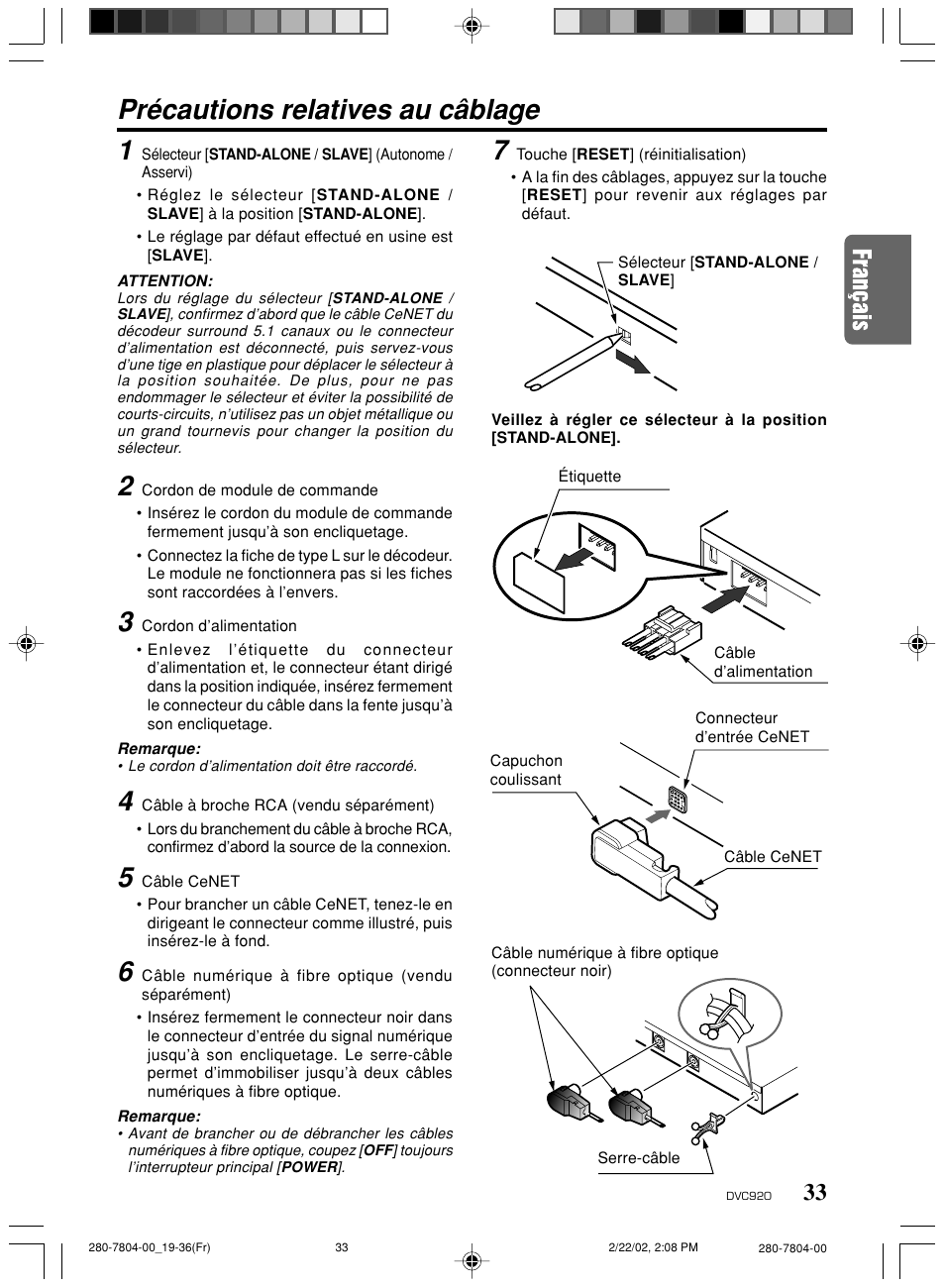 Précautions relatives au câblage 1 | Clarion DVC920 User Manual | Page 29 / 68