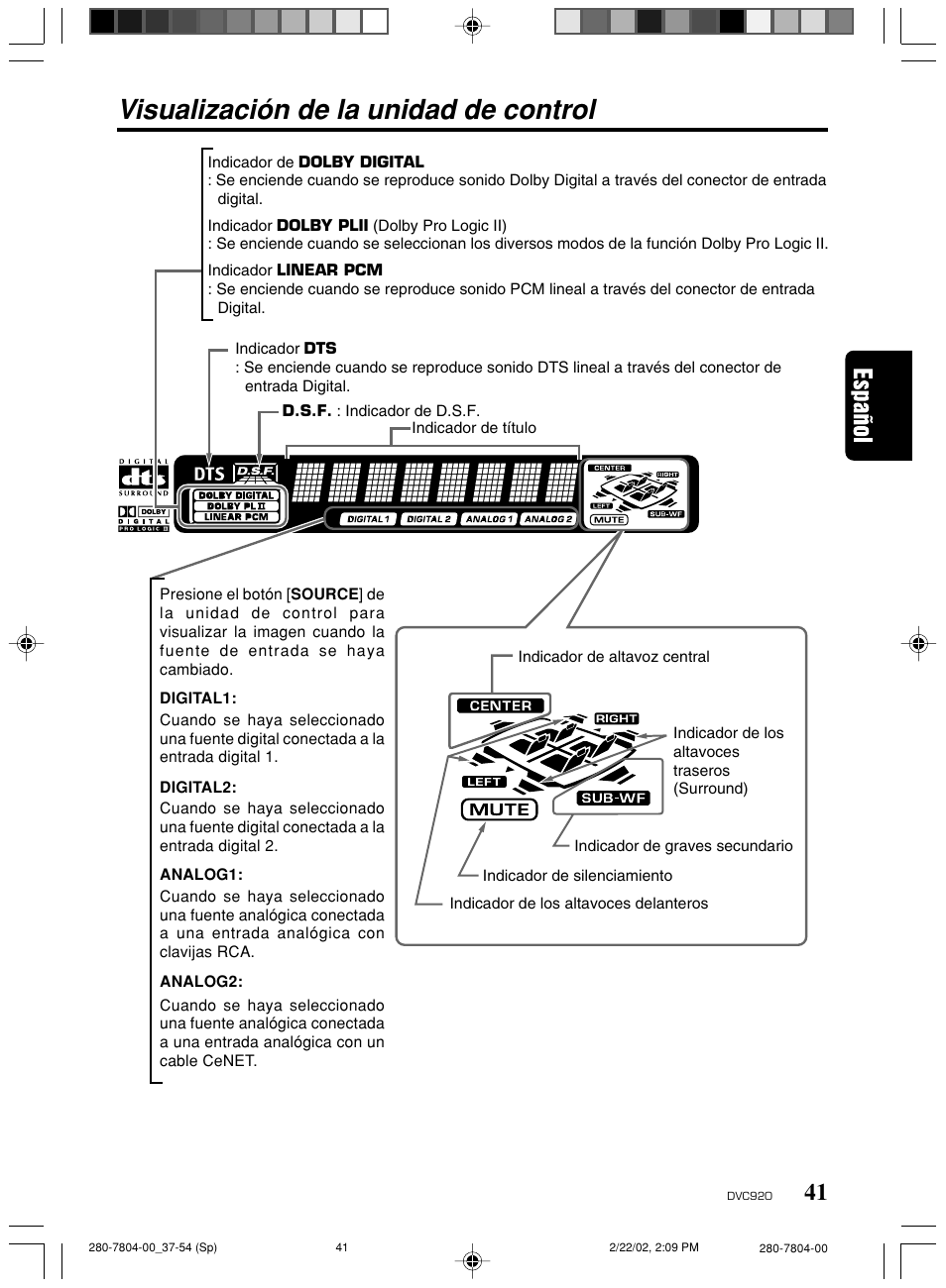 Visualización de la unidad de control | Clarion DVC920 User Manual | Page 37 / 68