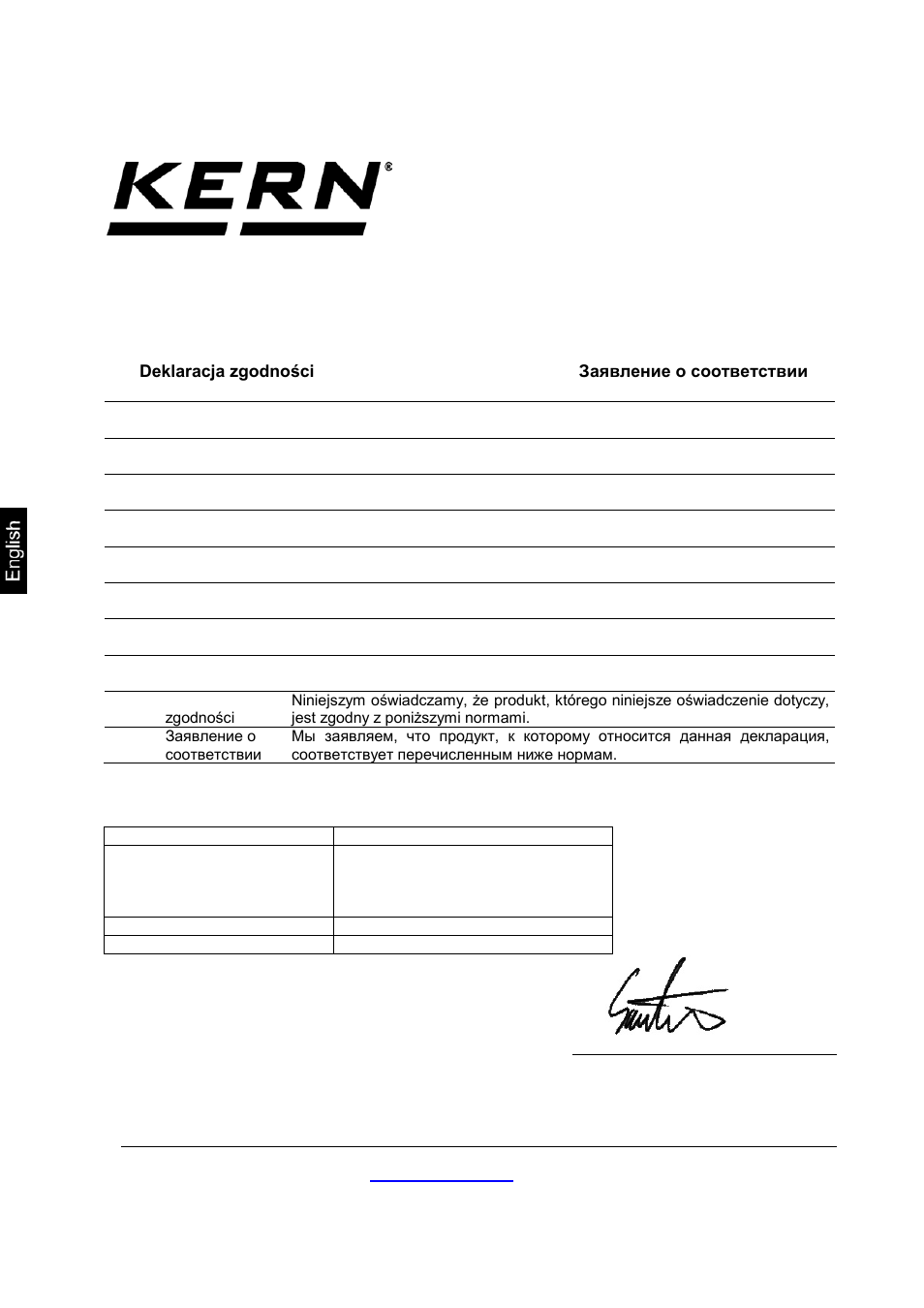 9 declaration of conformity, Electronic balance: kern emb-v, Konformitätserklärung | KERN & SOHN EMB 5.2K5 User Manual | Page 18 / 18