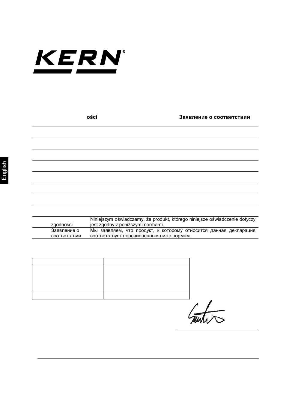 9 declaration of conformity, Declaration of conformity, Electronic balance: kern emb-v | KERN & SOHN EMB 500-1GN User Manual | Page 16 / 16