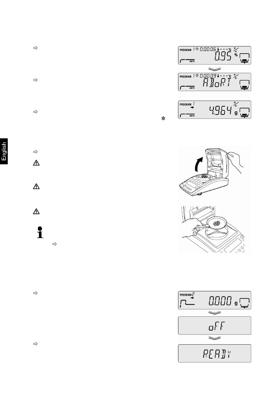 2 abort drying, 3 finish drying, 4 turn off appliance | KERN & SOHN DBS 60-3 User Manual | Page 42 / 91